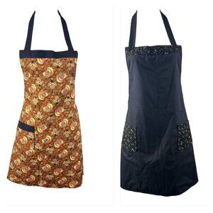 Reversible Holiday Apron Thanksgiving and Summer Cherry Cloth Tie Turkey